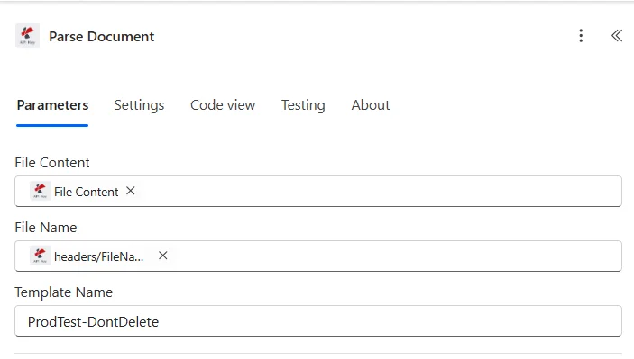 Clicca per ingrandire Azione di analisi del documento in Power Automate